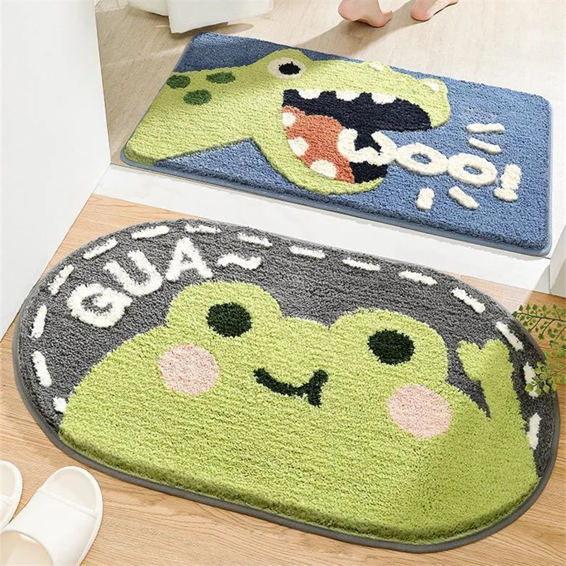 Cartoon Cute Style Household Bathroom Anti-slip Pad Toilet Absorbent Floor Pad Entry Rectangule Thick Carpet Bedroom Bedside Rug