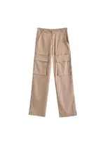 Women Fashion With Pockets Satin Cargo Pants Vintage High Waist Zipper Fly Female Trousers Mujer - Image 2