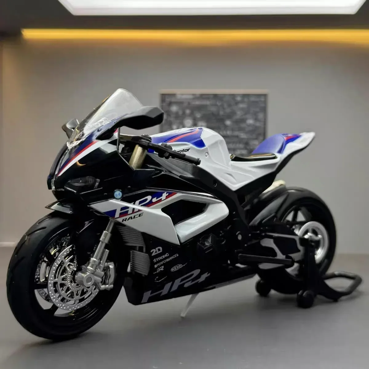 1:12 BMW HP4 Alloy Motorcycle Model Diecast Toy Vehicle Simulation Sound＆Light Toy Gift Collection