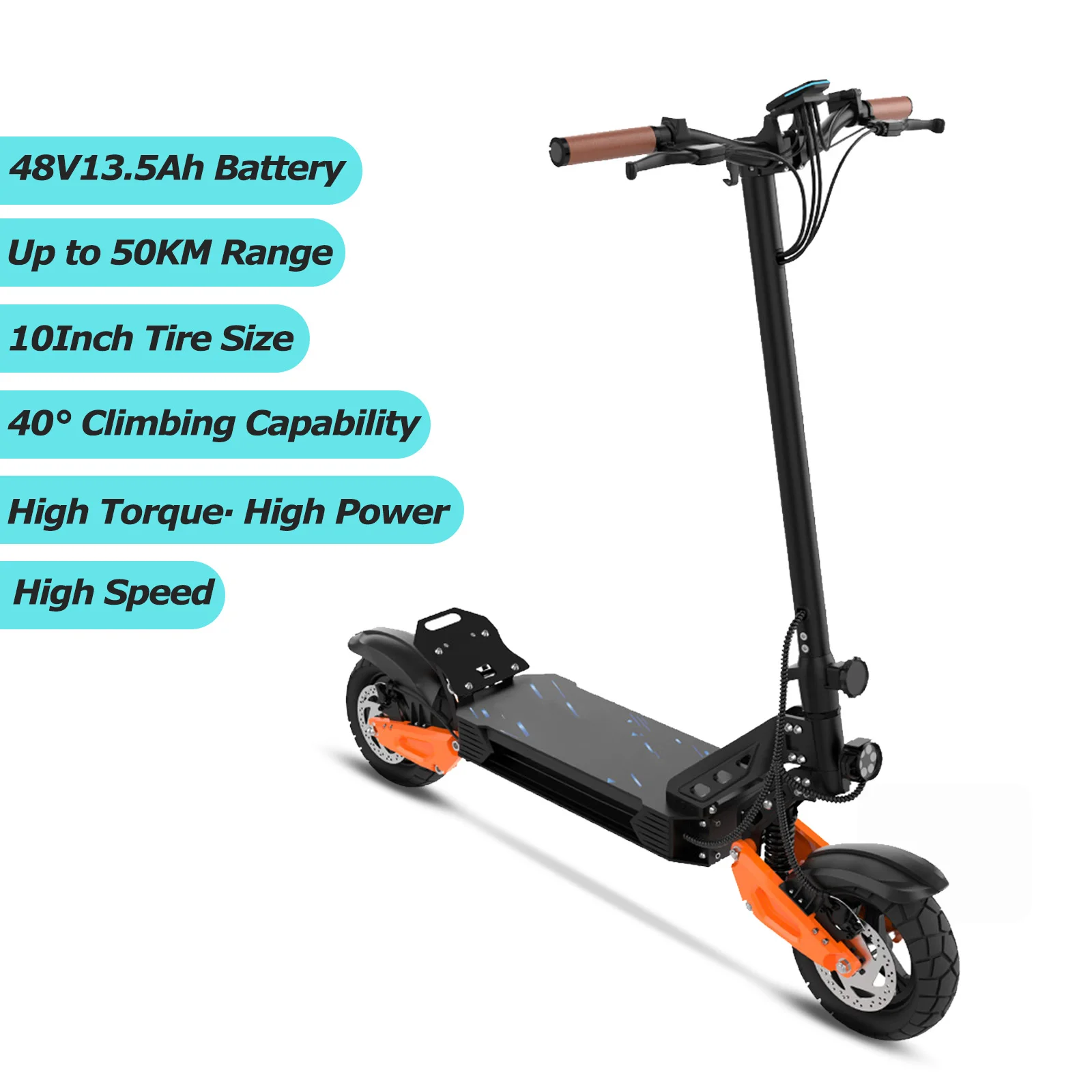 JUICEASE C67Pro Elektrische Scooter Hoog Koppel 48V 13.5Ah Hoge-Capaciteit Batterij 50KM Bereik 35 ° Bergbeklimmen 10 inch dikke banden Off-Road APP-besturing