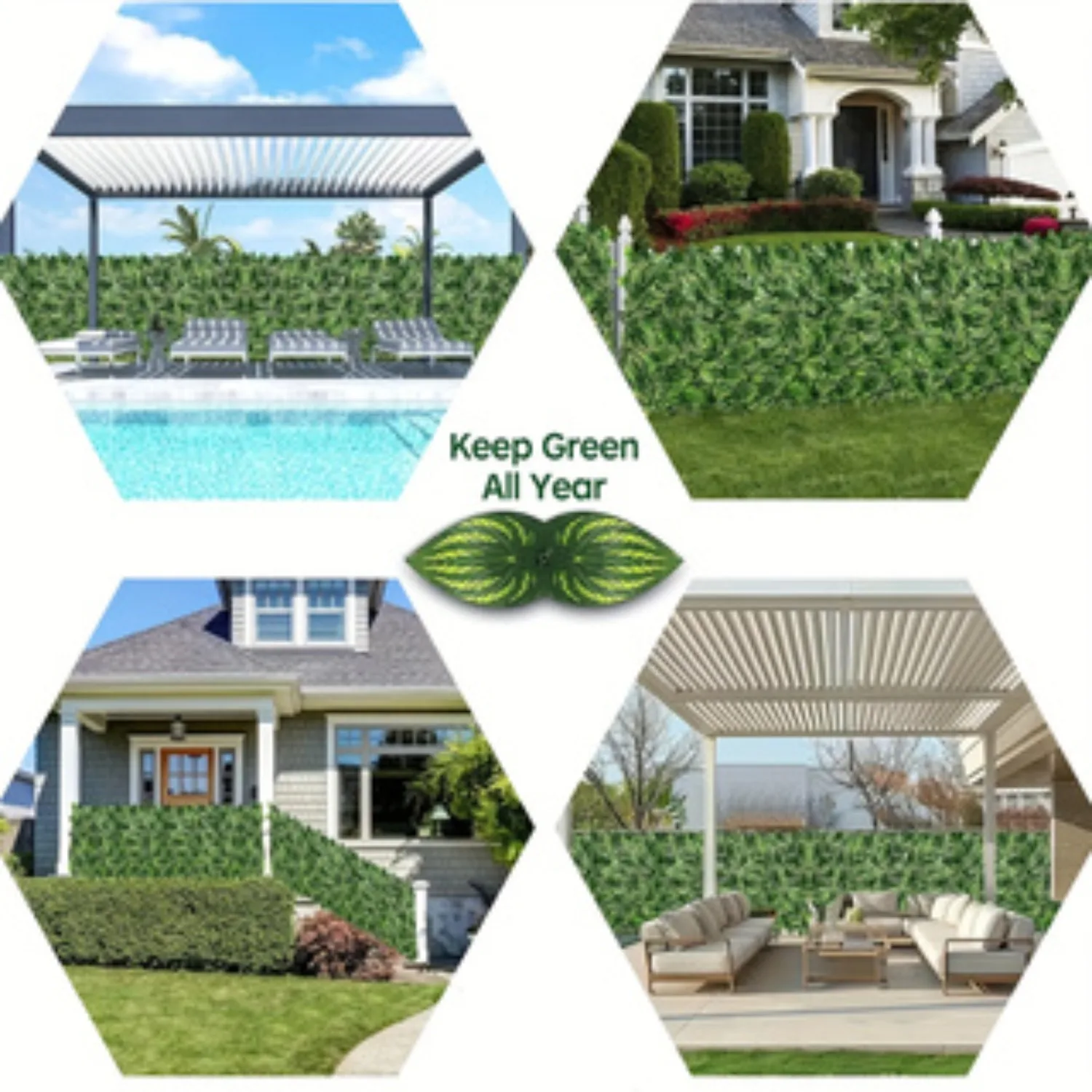 Artificial Ivy Privacy Fence Screen, Fake Leaves Plant Vine, Privacy Hedges Wall for Indoor Outdoor Garden Backyard Decor
