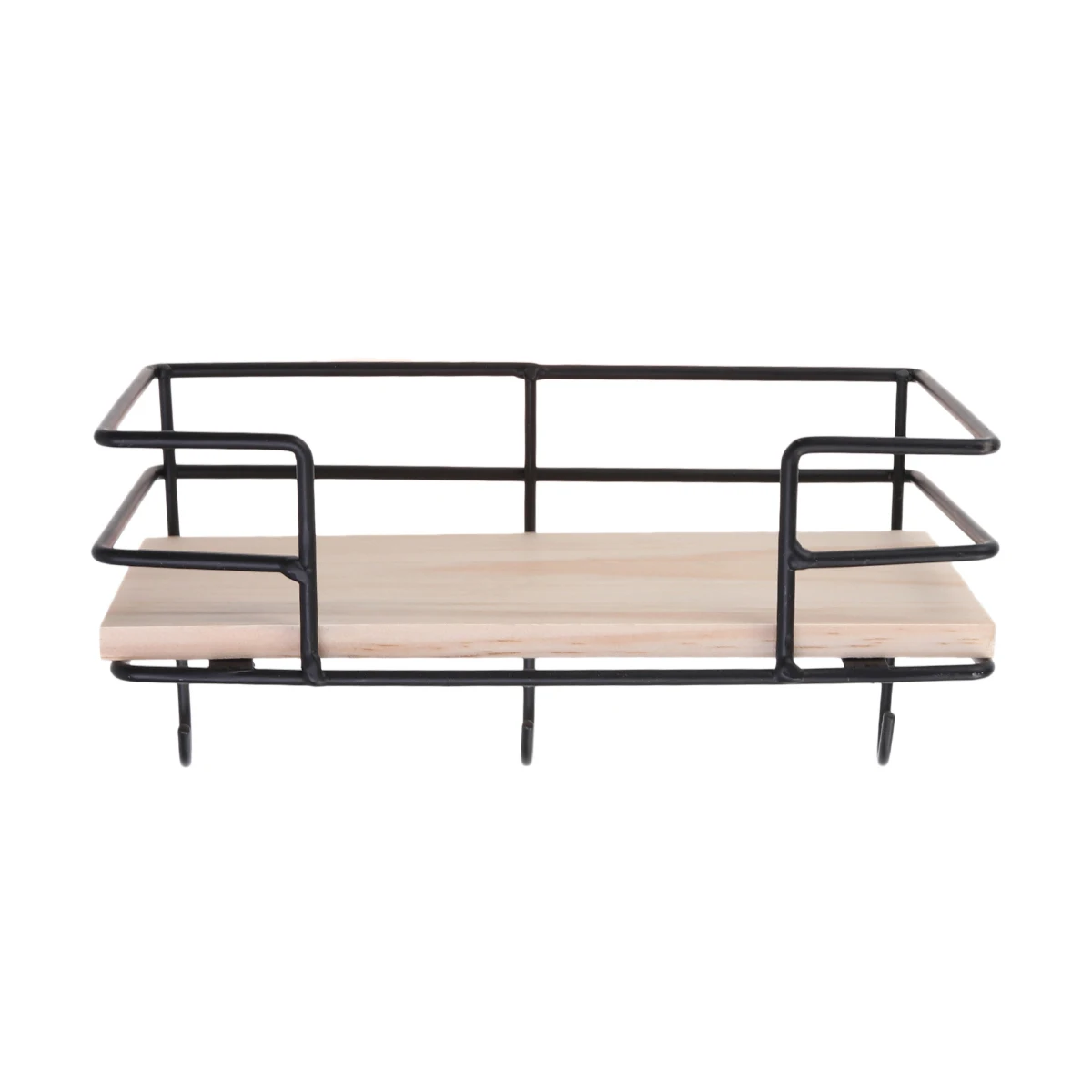 

WallMountedStorageRackHangingHolderDecorativeShelfBracketsSturdyMetalHooksBambooTowelRack BedroomKitchenOfficeDormLivingRoom
