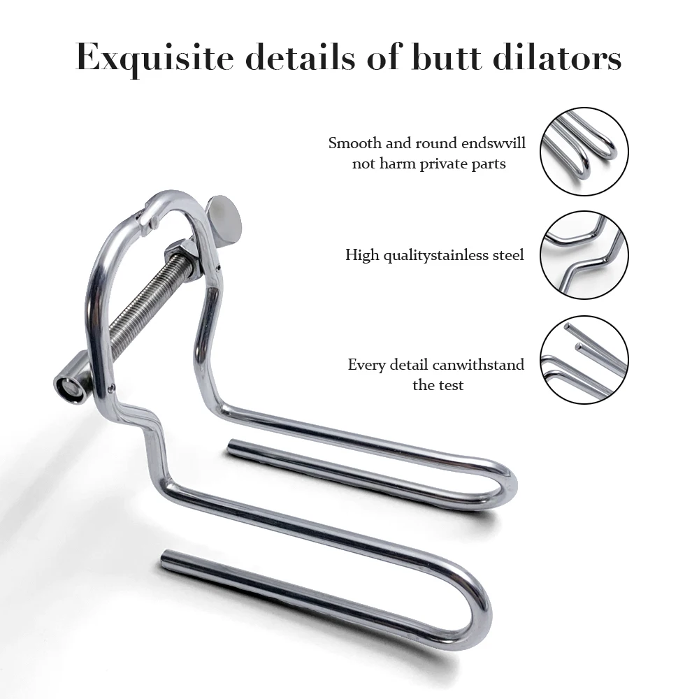 Stainless Steel Anal Vagina Spreader Expander Adjustable Anus Butt Plug Speculum BDSM SM Adult Sex Toys for Men Women Gay