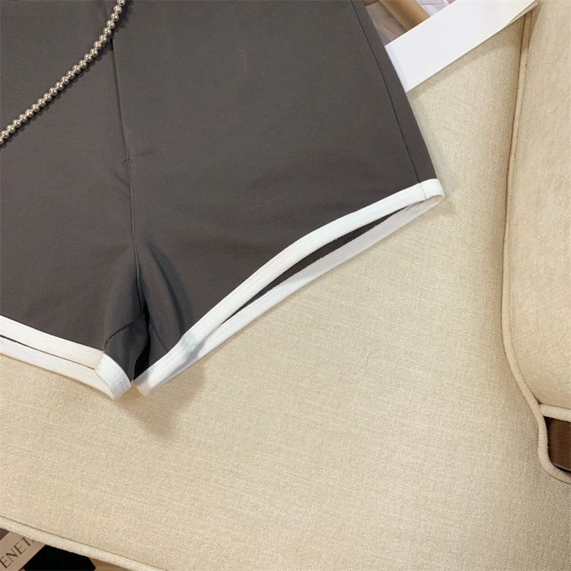 New Fashion Black White Patchwork High Waist Wrap Hip A-line Shorts Women Summer Gray Casual Wide-leg Short Pant Trend Popular