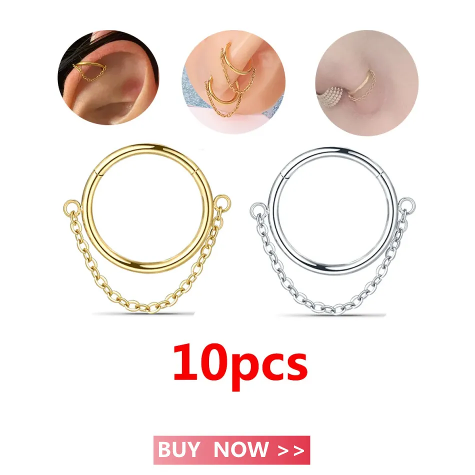10 Stück Scharniersegment Nasenring Edelstahl Nasenring Septum Clicker Piercing Lippe Ohrknorpel Helix Körperpiercing Schmuck – Detail 13