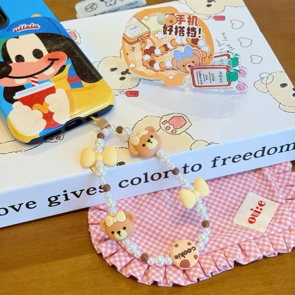 

Capybara Bead Phone Chain Biscuit Bear Decoration Mobile Phone Lanyard Anti-loss Pendant Cell Phone Strap Woman Girl