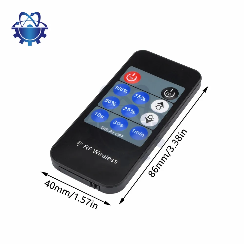 Monocromático LED Strip Light Controller, RF Dimmer, DC12-24V, 30A, 11Key, SMD, 5050, 3528