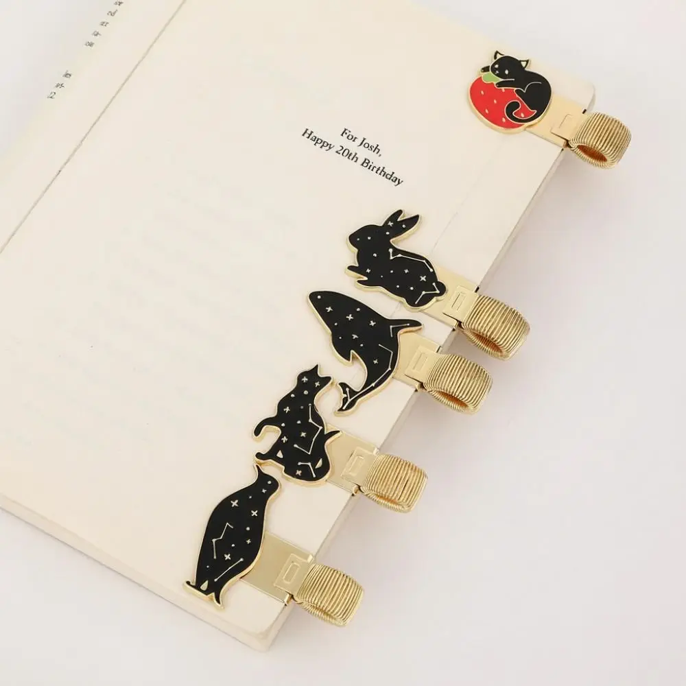 Metal Animals Pen Holder Anti-lost with Enamel Coating Pen Loop Holder Fixed Stationery Secure Grip Spring Pen Clips