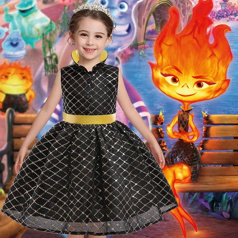 

Cosplay Turtleneck Crazy Elements City Fire Elements the Same Style Children Princess Dress Children's Day Performance Costume
