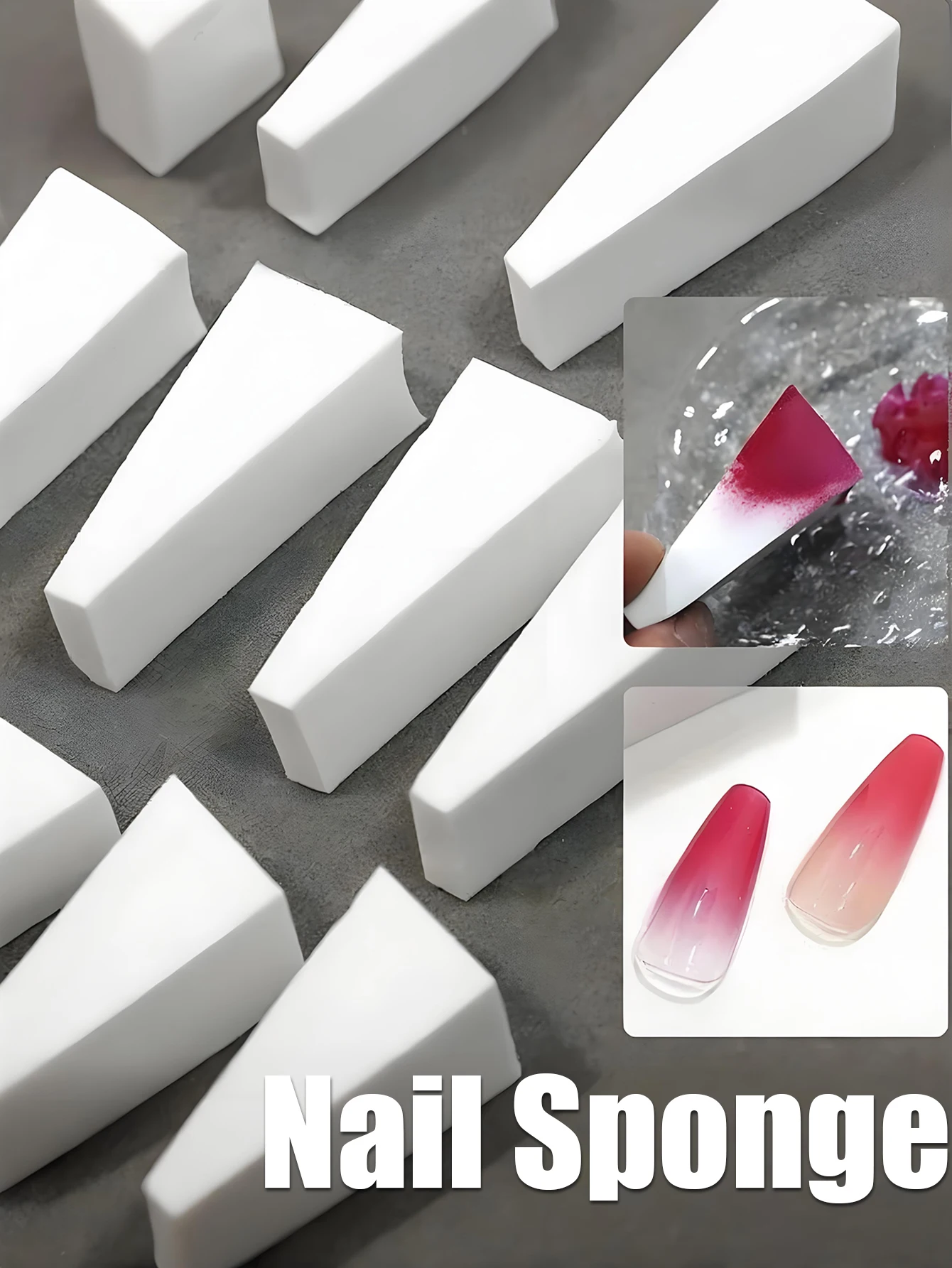 Conjunto de Esponjas de Alta Densidade para Unhas (20/50 Peças) - Kit de Esponjas Triangulares Brancas para Gel e Maquiagem, Ideal para Arte de Unhas Profissional e DIY
