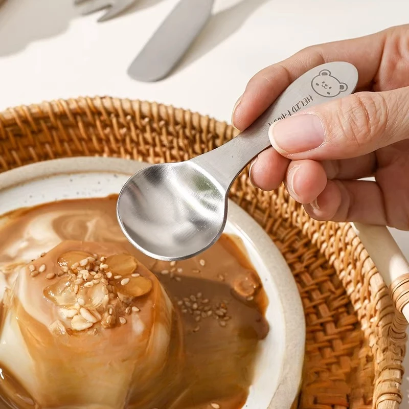304 Stainless Steel Yogurt Bowl Scraper Spoon Cake Oat Ice Cream Dessert Scoop New High Beauty Ice Cream Spoon Kitchen Tableware