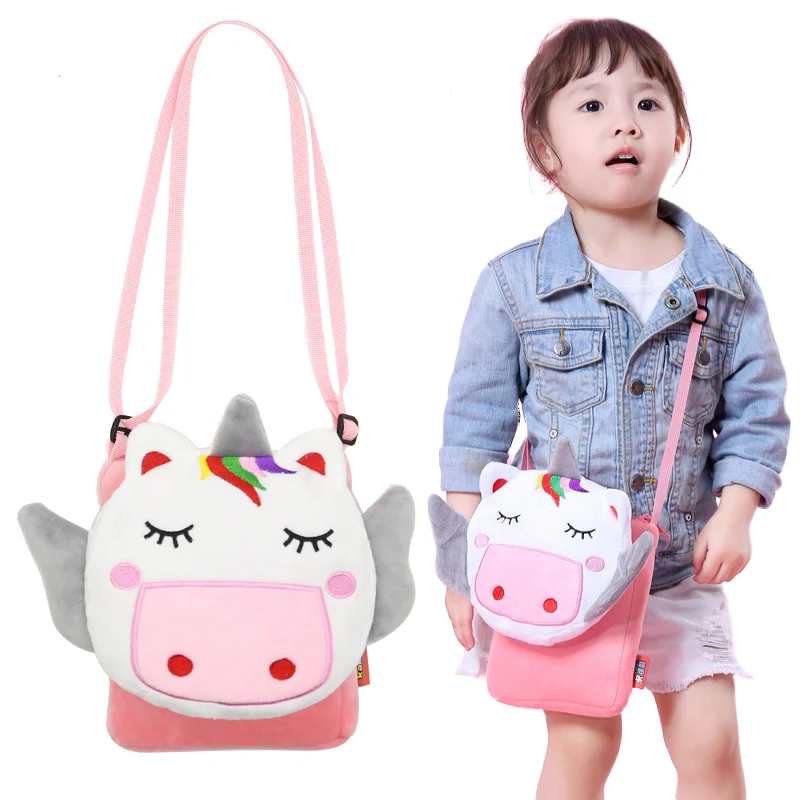 Unicorn Flap Bag for Girls Boys Soft Plush Cartoon Crossbody Bags Kids Shoulder Bags Children Messenger Bolsa Small Coins Pouch