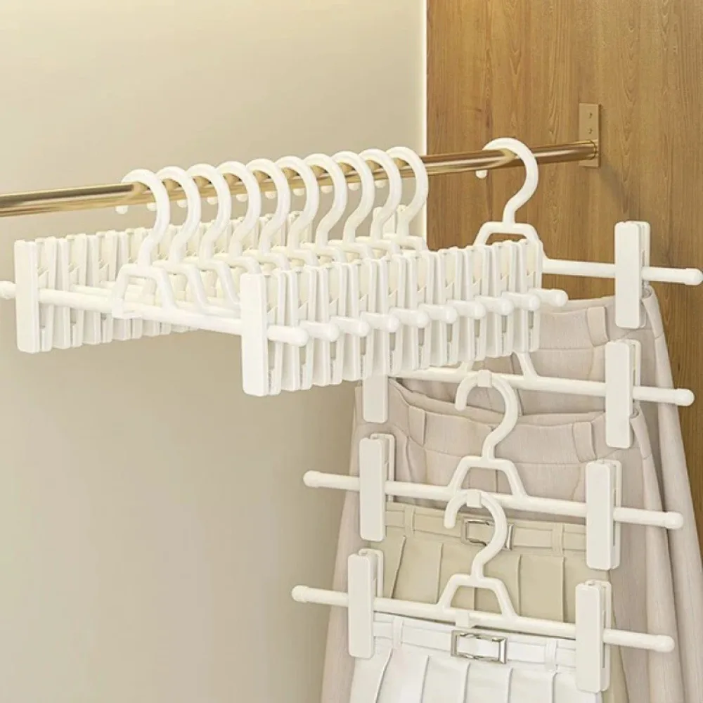 5PCS Skirt Peg Hanger Adjustable Trouser Clips Save Space Hangers Non-Slip Fix Clip Hanger Skirt Peg Hangers Wardrobe Organizer