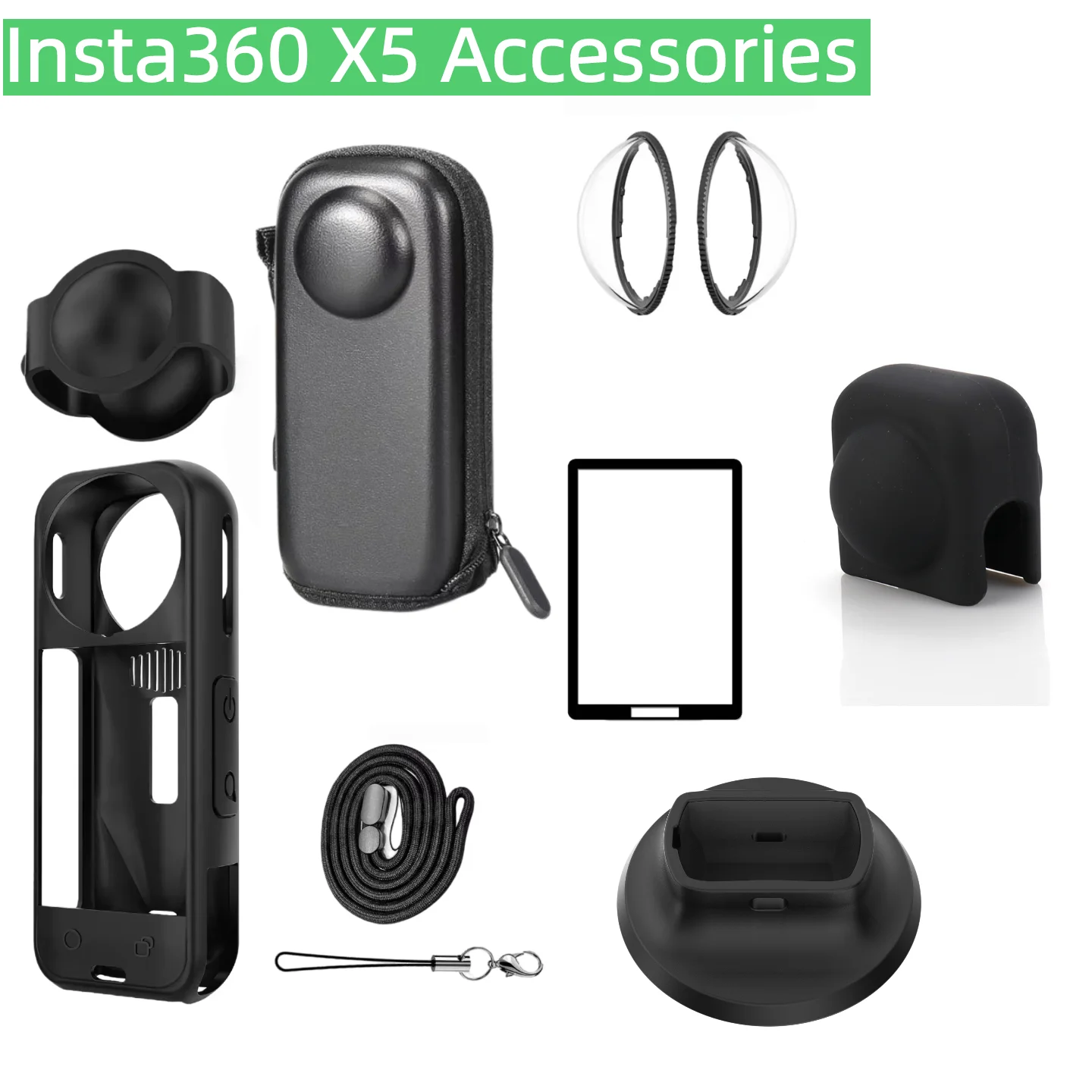 X5 Accessories Lens Guards Silicone Protective Case Cap Base Storage Bag Screen Protector for insta360 X5 Camera Body Protection