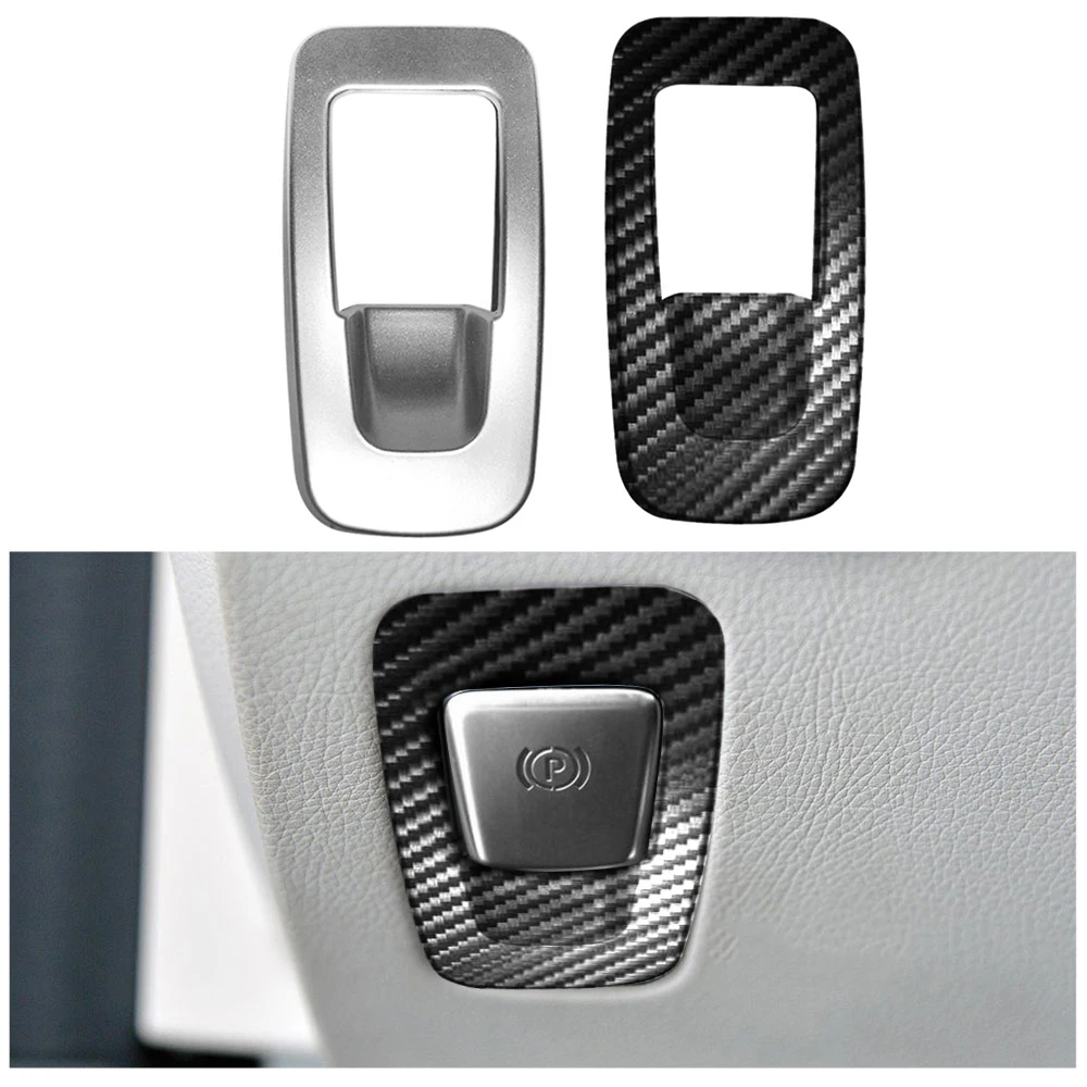 Car Handbrake Button Cover Carbon Fiber Trim Sticker Car Accessories For Mercedes Benz C E GLC Class W205 W213 X253 2016-2018