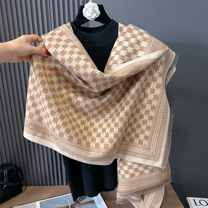 Women Winter CasScarf 2024 Cell  Pashmina Luxury Brand Shawls and Wraps Bufanda Hijab Travel Stoles Echarpe Warm Blanket