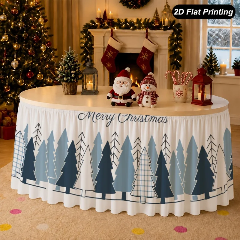 A 2D flat Christmas tablecloth - Merry Christmas Winter Tree Table Scarf
