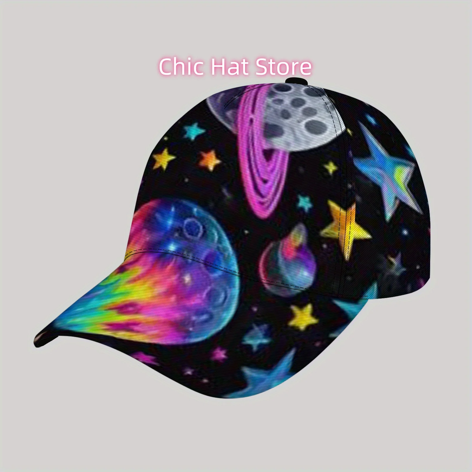 Fashionable and Lightweight Sun Hat, Cool Hip-hop Baseball Cap, Psychedelic fluid rainbow space universe pattern