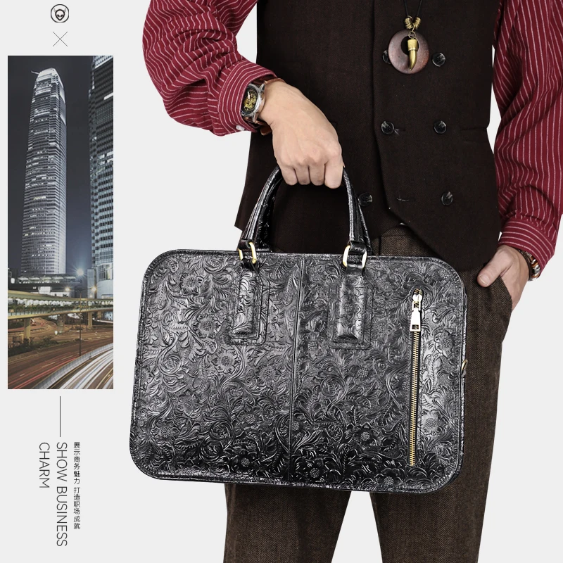 Borsa a tracolla in pelle da uomo d'affari Frist Layer Borse a tracolla a tracolla in pelle bovina per uomo Borsa per laptop da 13 pollici Borsa a mano Valigetta
