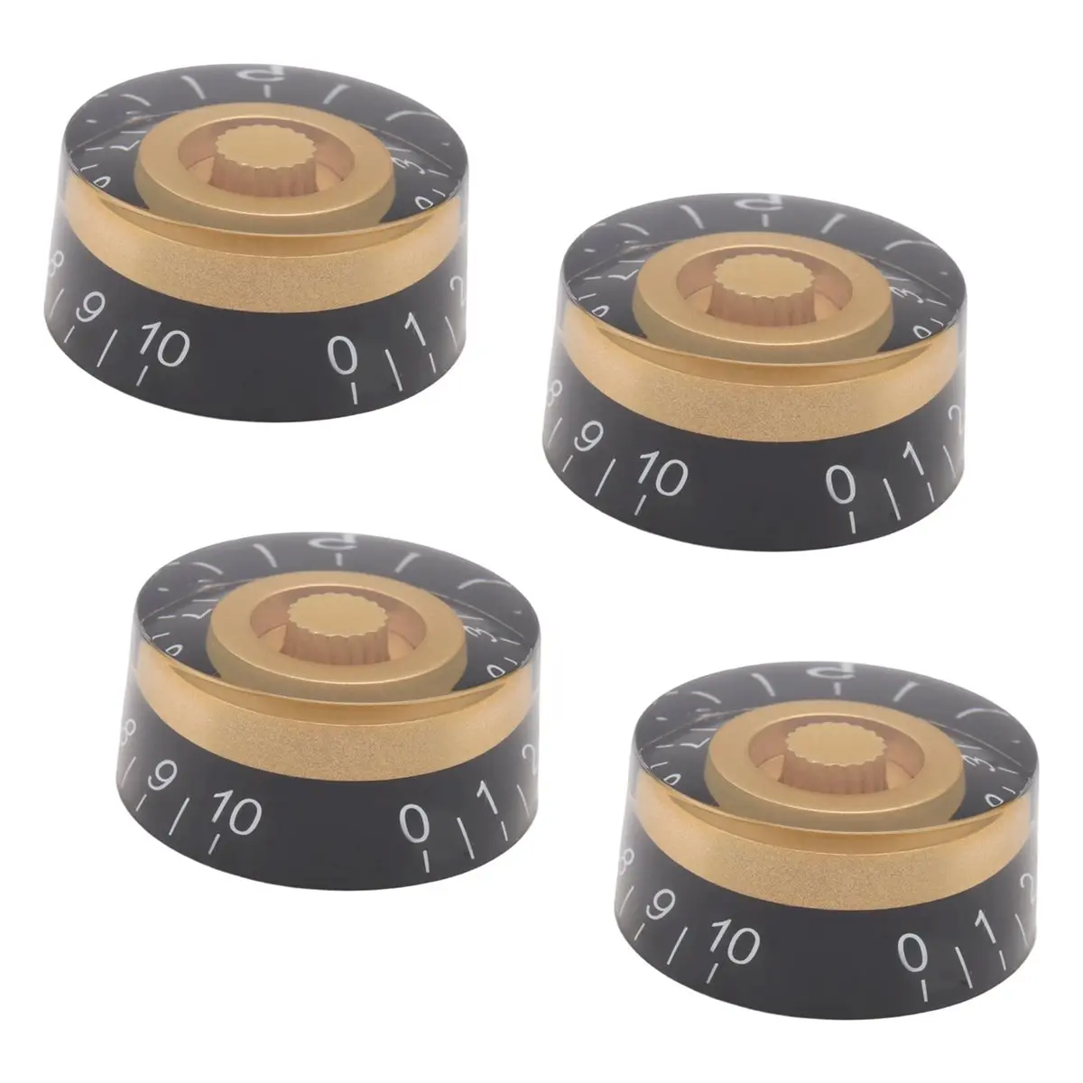 T34C 4Pcs Volume Tone Speed Control Knobs for LP Style Electric Guitar Parts, Transparent Golden
