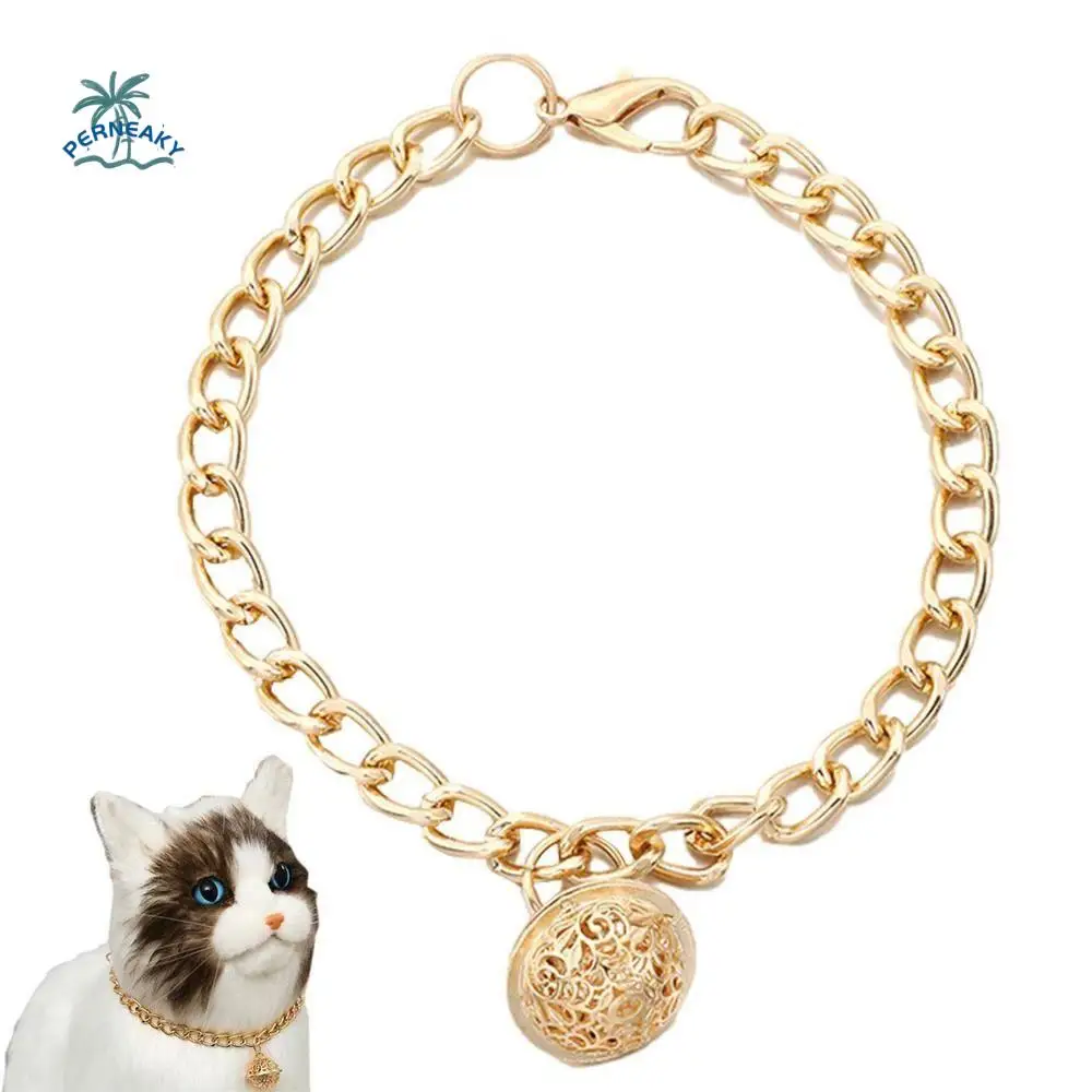 

Luxury Classic Pet Metal Necklace Hollow Bell Universal Dog Neck Chain Exquisite Eye-catching Cat Collar Pet Supplies