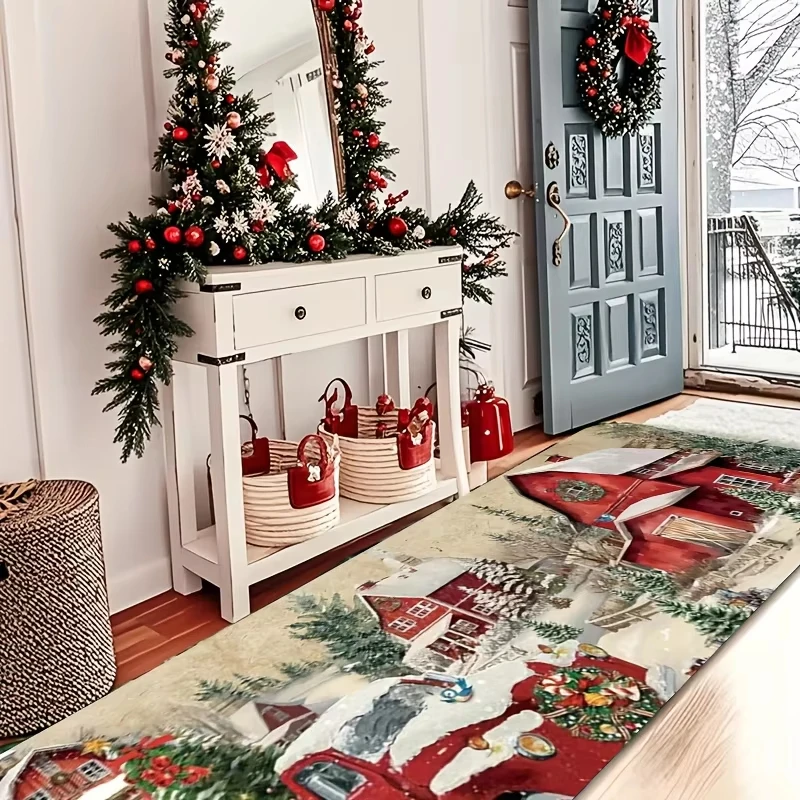 VIKAMA Best-Selling Christmas Kitchen Rug Tough And Easy To Clean, Long Strips For Restaurant And Laundry Room, Home Decoration