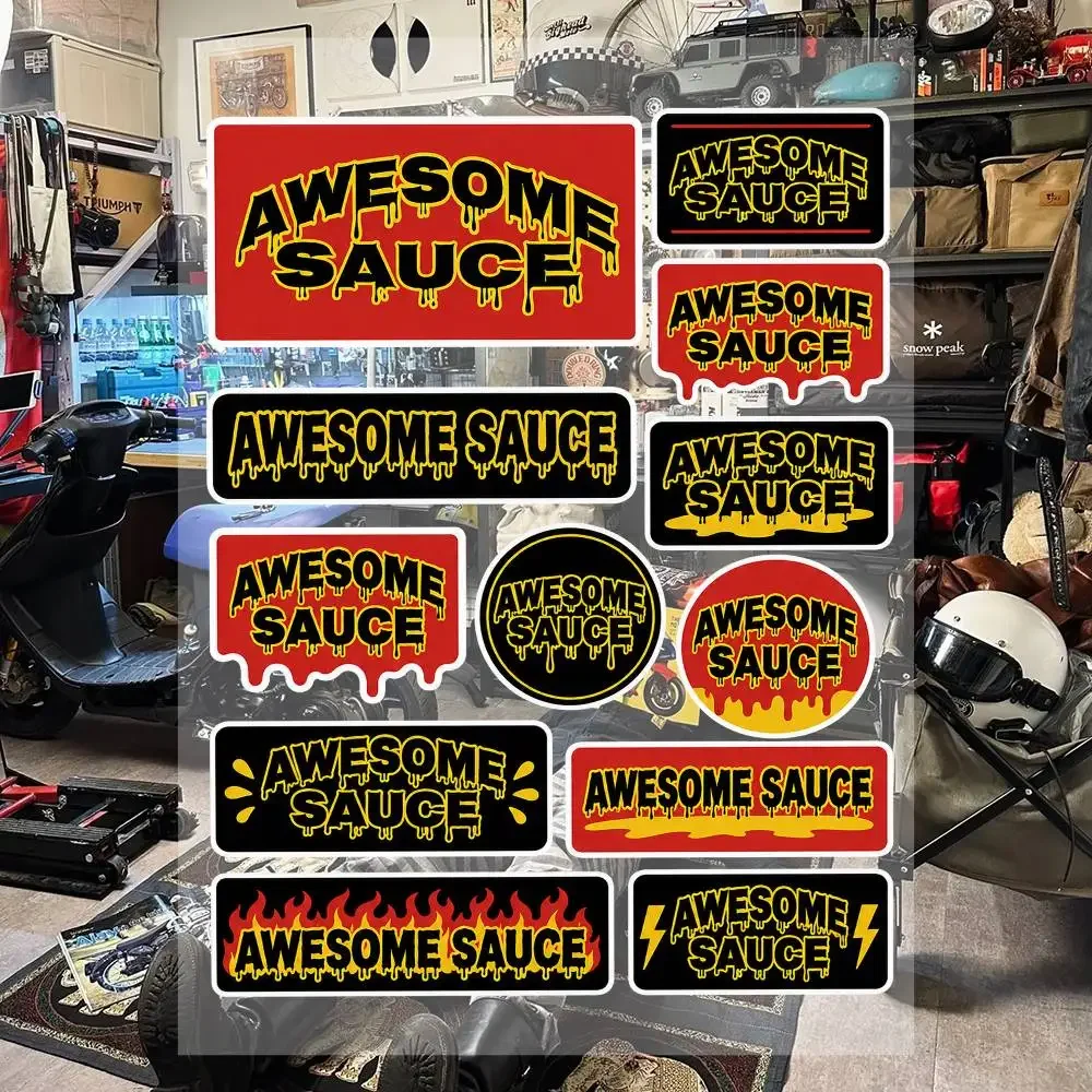 Awe-some Sa-suce Drip-p-ing  Stickers Set Waterproof Vinyl Decals For Helmet Motorcycle Car Laptop Skateboard Luggage
