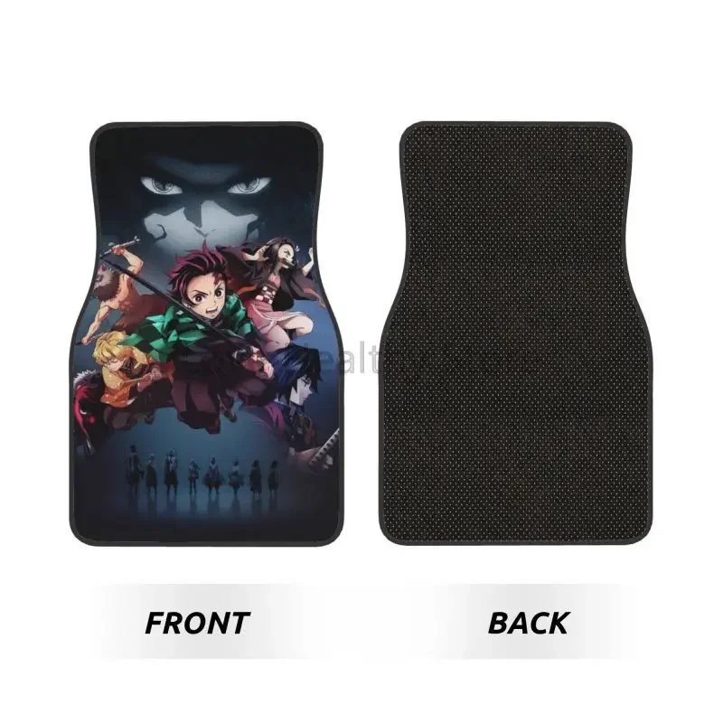 أنيمي شيطان القاتل أنيمي سيارة القدم الحصير مجموعة من 4 اكسسوارات السيارات ديكور الحصير ديكور مع عدم الانزلاق الأسود المضادة للانزلاق دعم