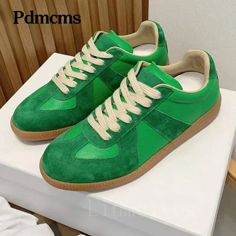 

Classic Flat Shoes Women Suede Leather Patchwork Casual Shoes Woman Lace Up Round Toe Outdoors Sneakers Men Zapatillas Mujer