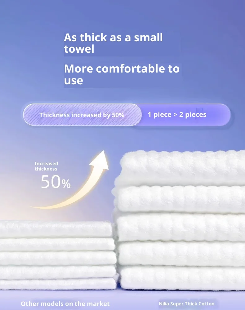 Disposable Cotton Facial Wipes - Extra Thick & Large Size Lint-Free, Hanging Dispenser Family Pack for Makeup Removal & Cleansin
