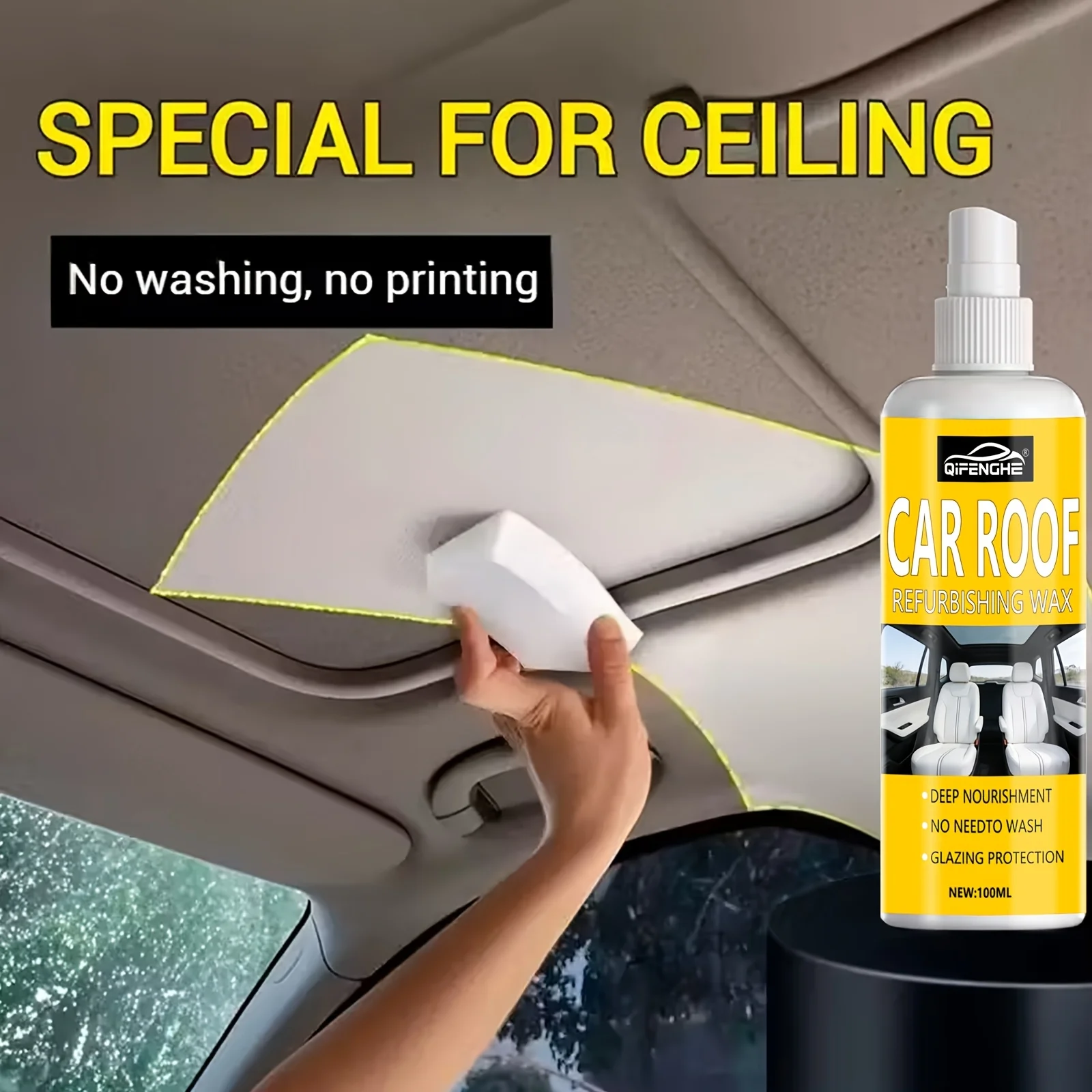 3.38oz QIFENGHE Professional Car Interior Spray, Gentle And Neutral Care Seat And Ceiling Covering, Four Seasons General Interio