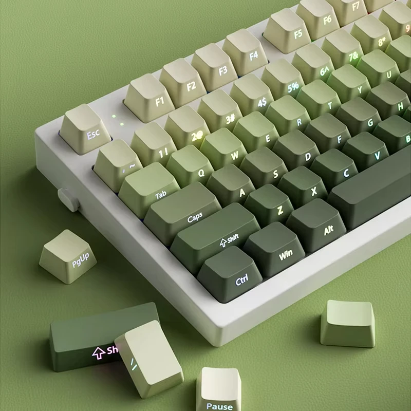 136 Keys Double Shot PBT Keycap Cherry Profile Green Grape Side Print Shine Through Keycaps for Cherry MX Switch Gamer Keyboard