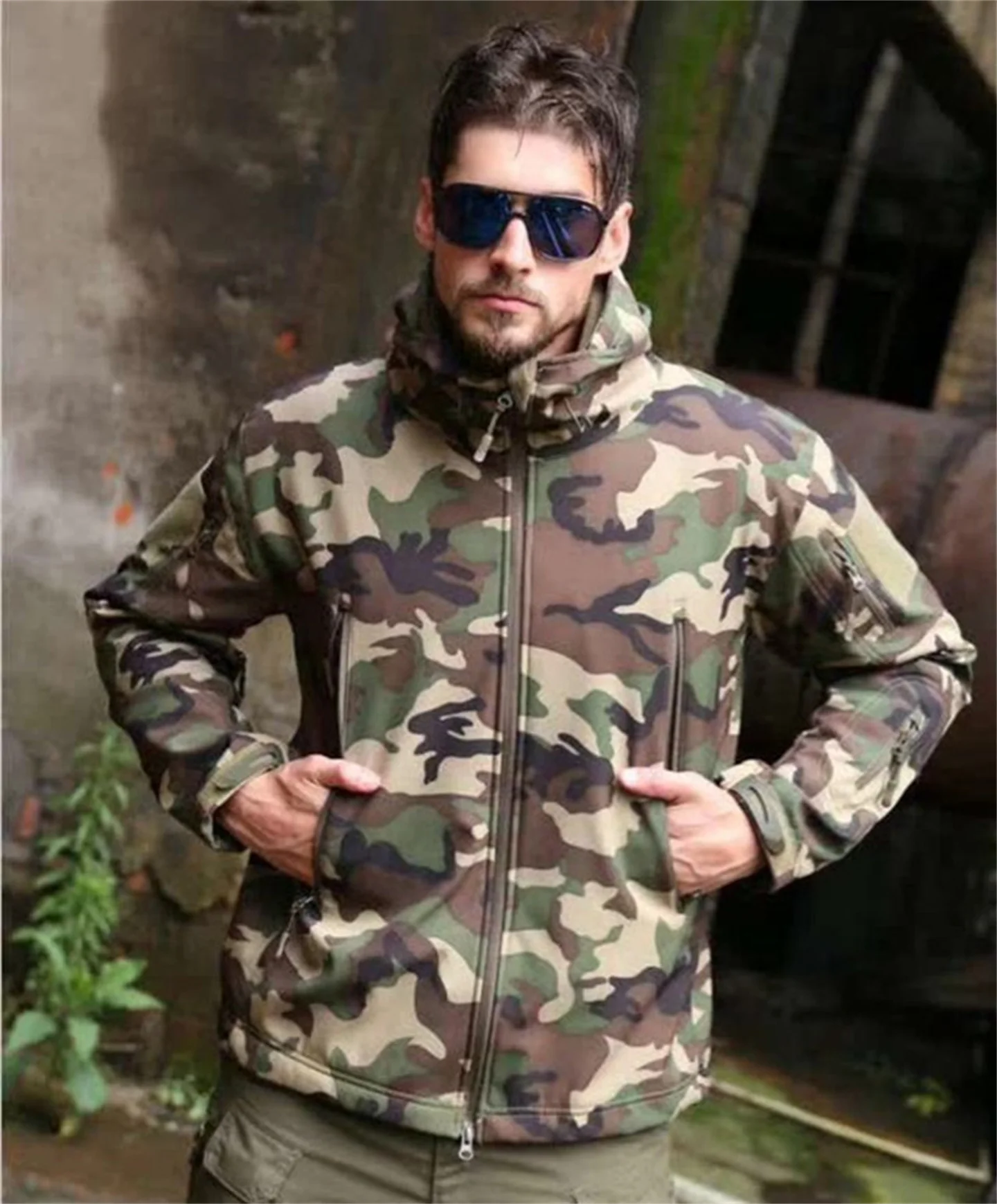 Camouflage Tactical Coat Men Shark Skin Soft Shell Hunting Jacket Winter Outdoor Windproof Waterproof Fleece Thermal Hiking Top