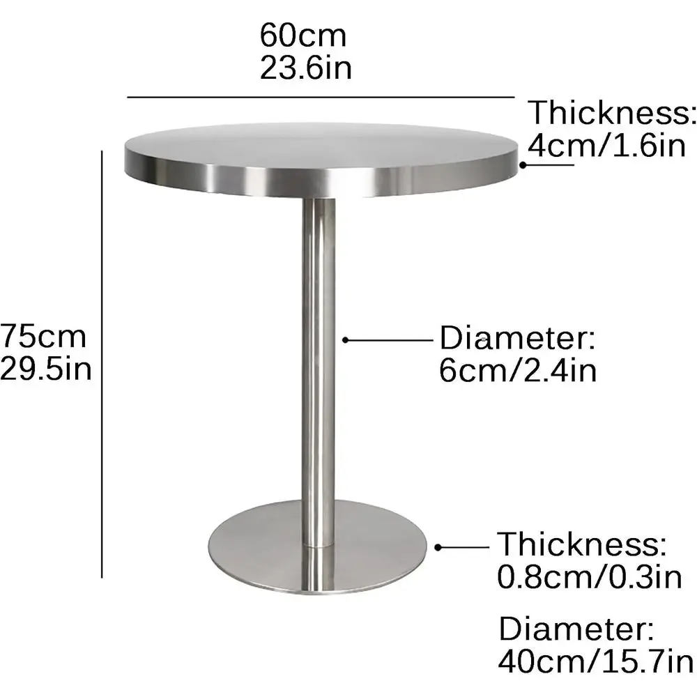 طاولة جانبية مستديرة من الفولاذ المقاوم للصدأ، طاولة نهاية معدنية بسيطة وحديثة، 60 سم #3