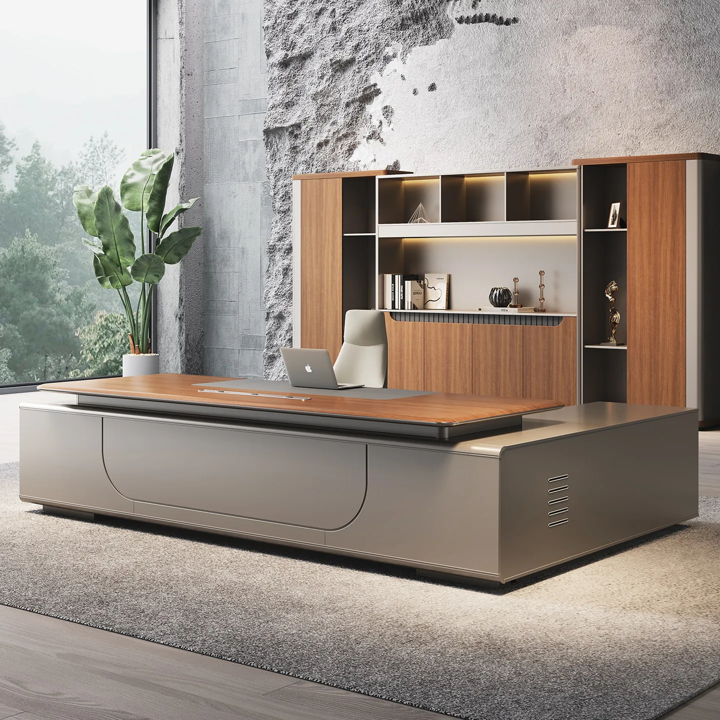 Modern E0 Level High-End Wood Grain Modular Desk for CEO Supervisor Manager