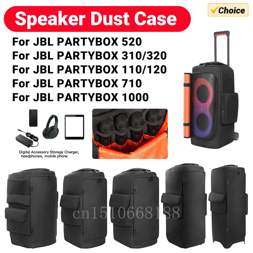 Portable Speaker Dust Case for JBL PARTYBOX 520/320/310/120/110/710 with Mic Pocket Double-Sided Speaker Storage Bag Waterproof
