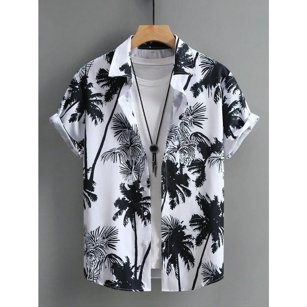 Hawaiihemd für Herren, bedruckt, lässig, dünn, Strand, schlank, modisches Hemd, hochwertig, luxuriös, schwarz, gesellschaftlich, Vintage, lustig, übergroße Kleidung