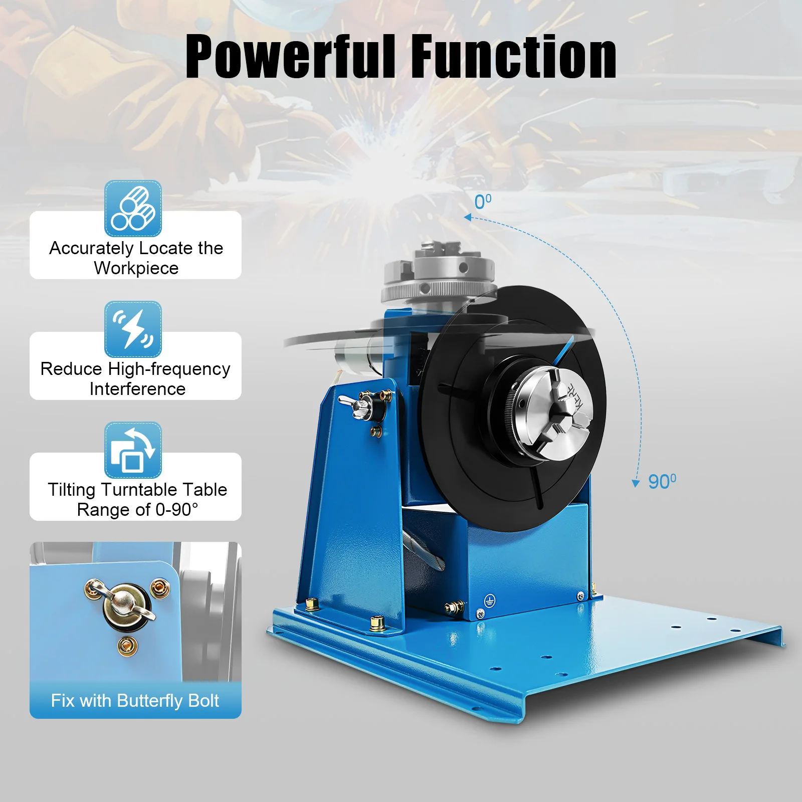 

Welding Positioning Turntable Table Rotary Welding Positioner 10W Motor 0-90° Tilt 10kg Load Portable for Small Parts Welding