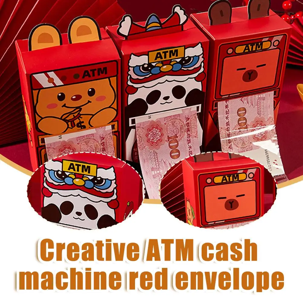 ATM Red Envelope Year of Snake Red Wallet Hongbao Chinese Pouch Year Pull Drawing New Gift Money Traditional Envelopes Mone X4A3