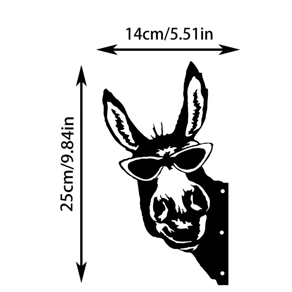 Donkey Shape Iron Silhouette, Outdoor Garden Fence Ornament, Farm Decor Wall Art Home Decoration for Garden Party Decor Iron Art