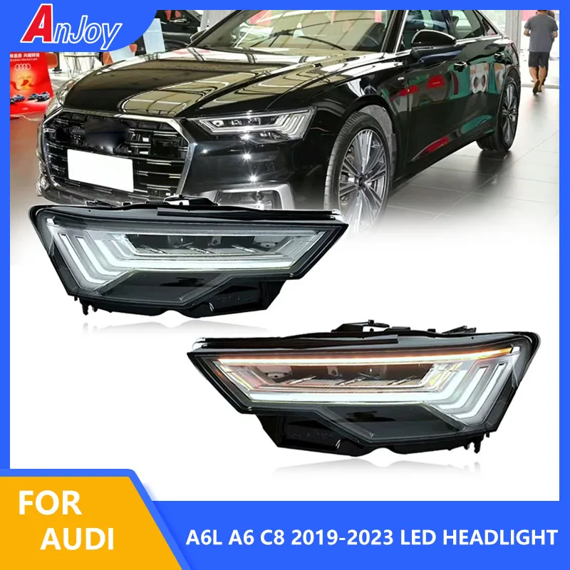 2 pcs Car Lights For Audi A6L A6 C8 Headlights 2019 2020 2021 2022 2023 A6 C8 LED Head light DRL Dynamic turn signal Lights