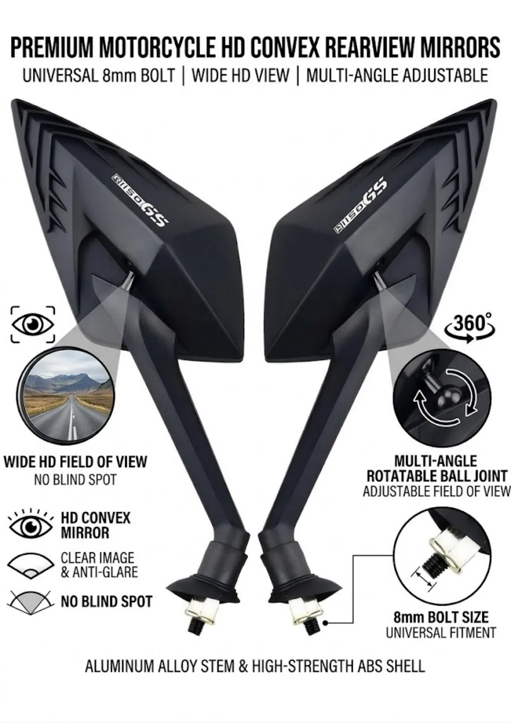 New Motorcycle side-view mirror For BMW R1150GS R 1150GS 1150 GS R-1150GS R1150-GS 2019 2020Fashionable style Motorcycle Mirrors
