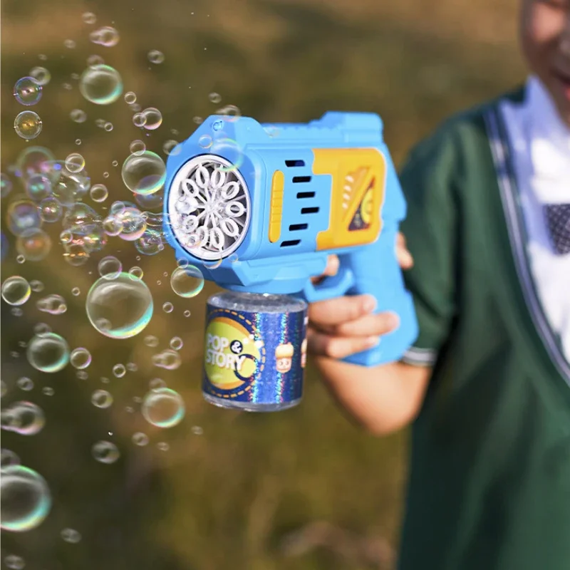 Children's Bubble Machine Toy Bubble Gun Glowing Rocket Launcher Soap Bubble Hair Dryer Summer Outdoor Play Birthday Gift