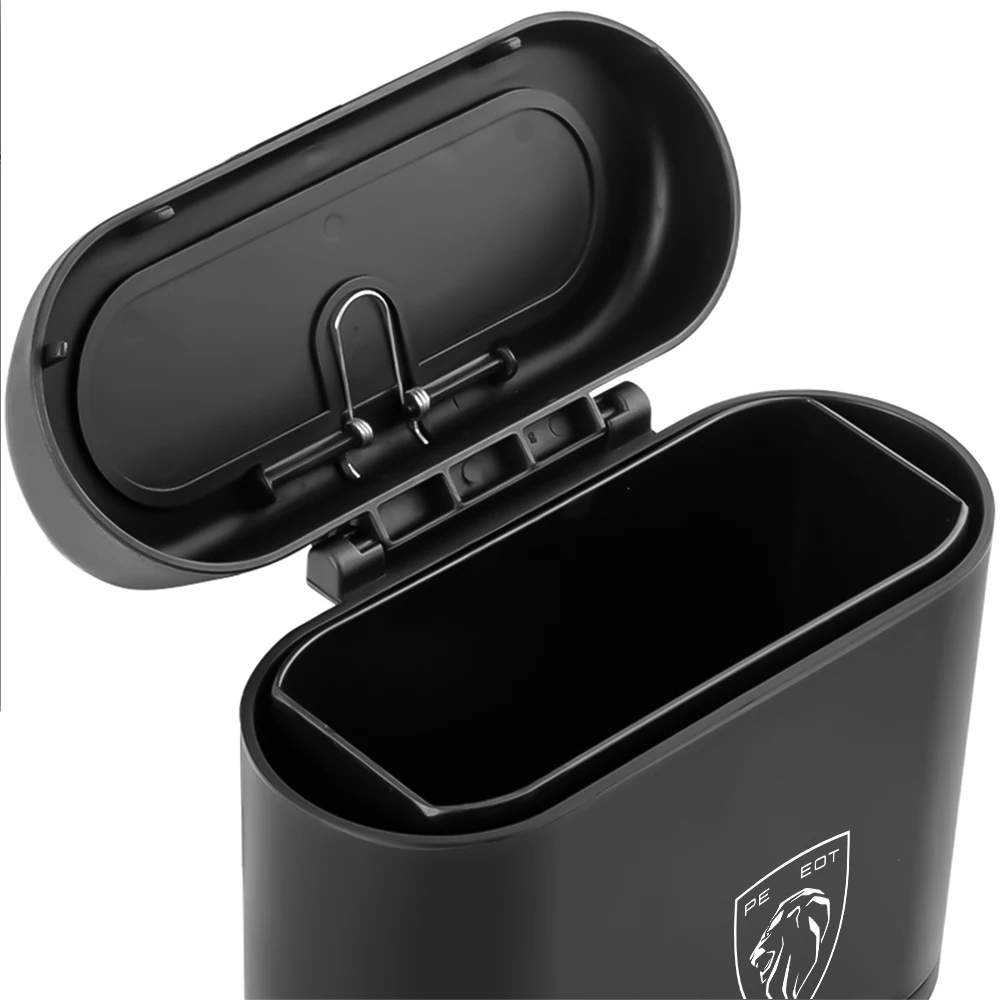 Leak-proof Mini Car Trash Can With Lid Garbage Bags Auto Accessories For Peugeot 206 207 208 2008 308 3008 508 5008 406 RZC 4008