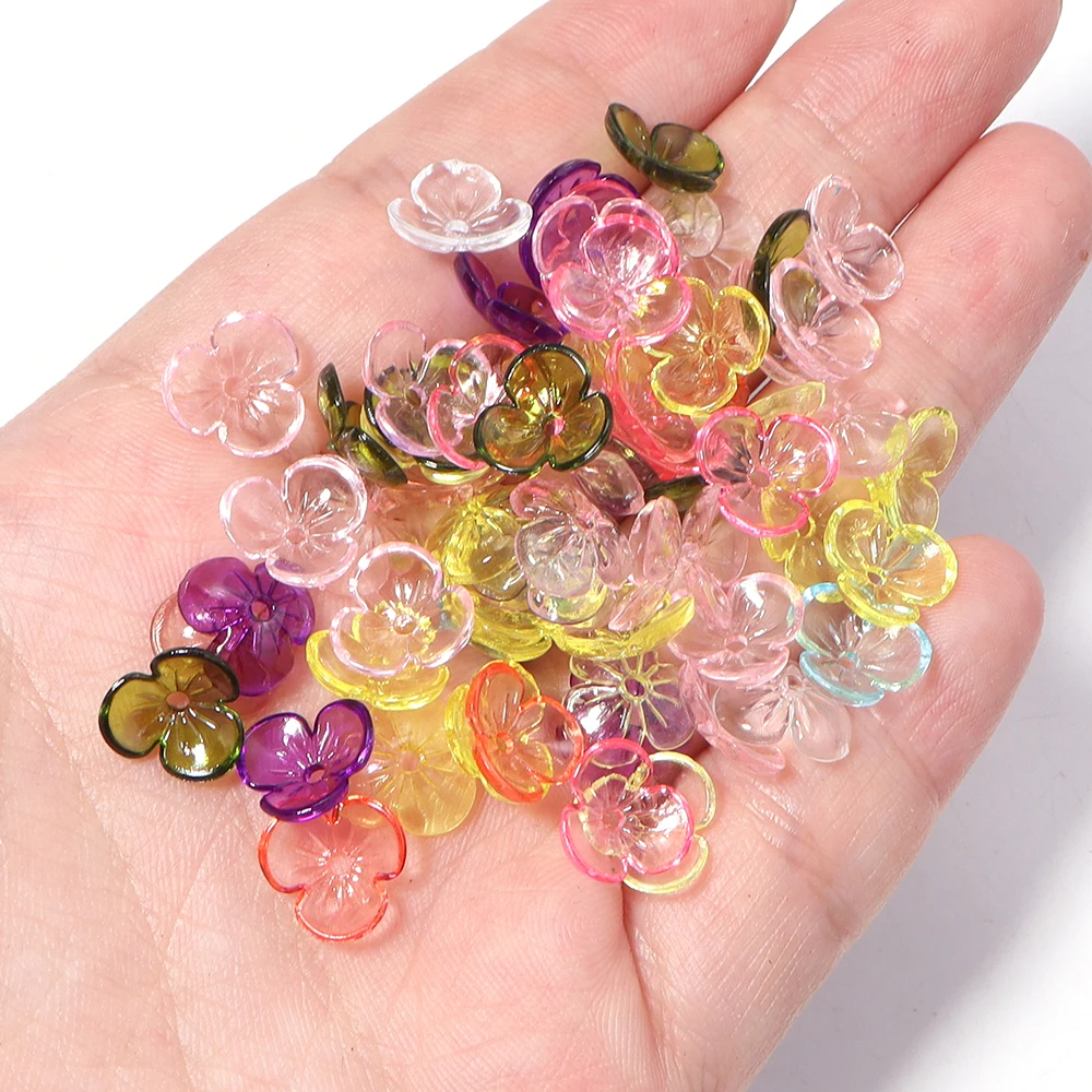 100pcs Multicolor Flower Bead Caps Loose Spacer Resin Beads For Jewelry Making DIY Handmade Necklace Bracelet Decor Accessories