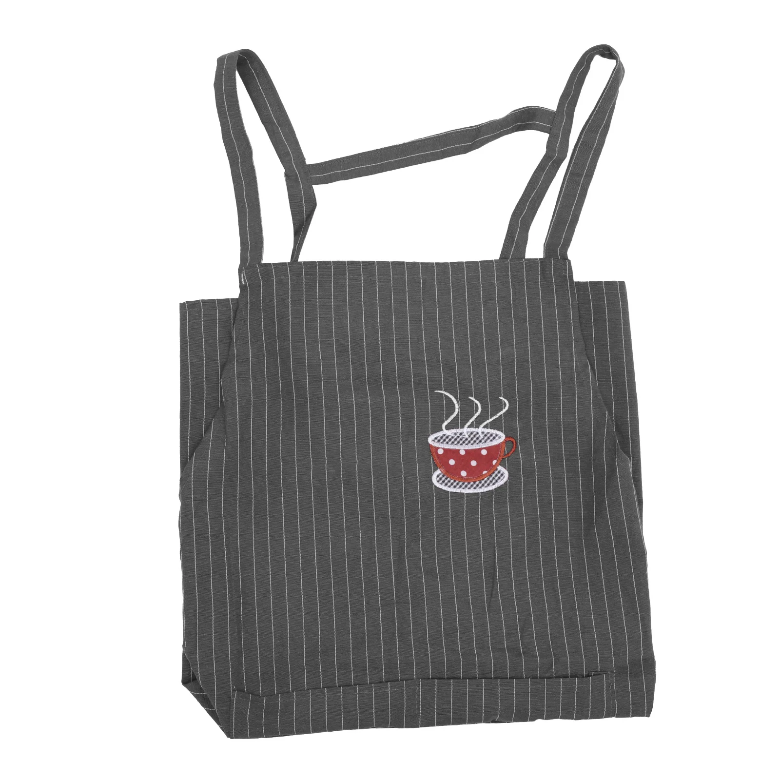 

Cotton Suspender Gray Large Pocket Cooking Baking Housework Suspender Apron Stain Resistant Kitchen Gardening Work Wear