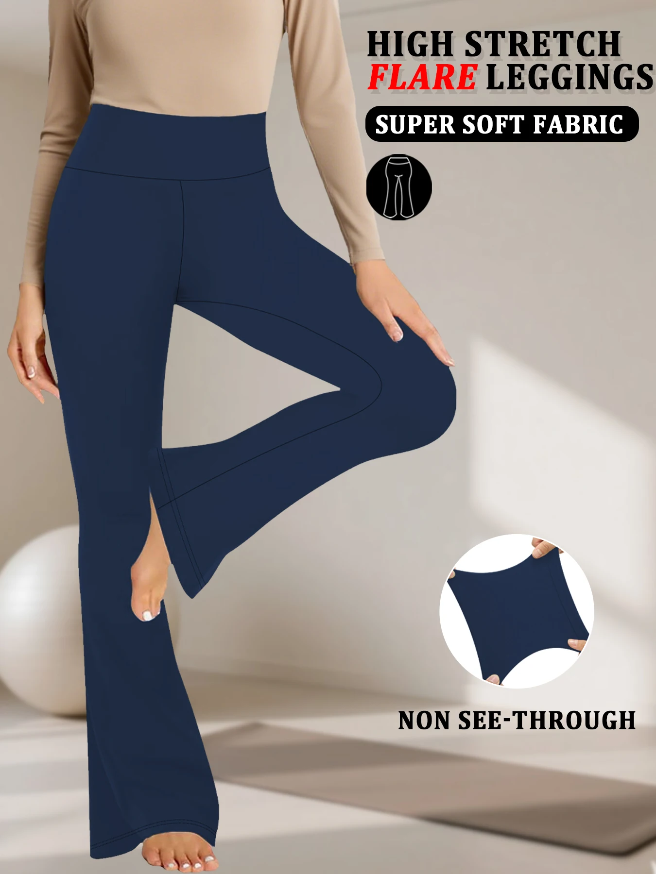 

Женские расклешенные брюки для йоги больших размеров с завышенной талией и приталенными бедрами. Отлично подходит для аэробики и отдыха.