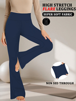 Plus Size Women's flared yoga pants with high waist and fitted thighs. Great for aerobics and leisure.