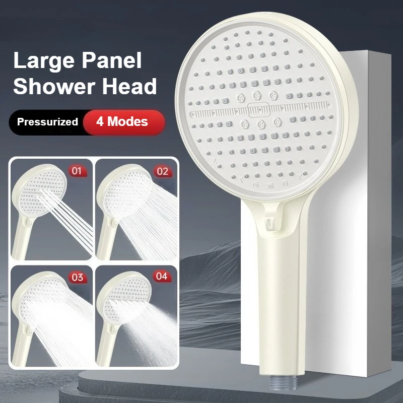 

Large Panel Shower Head Pressurised 4 Modes Adjustable Shower Nozzle Bathroom Rainfall ShowerHead Shower Accessories