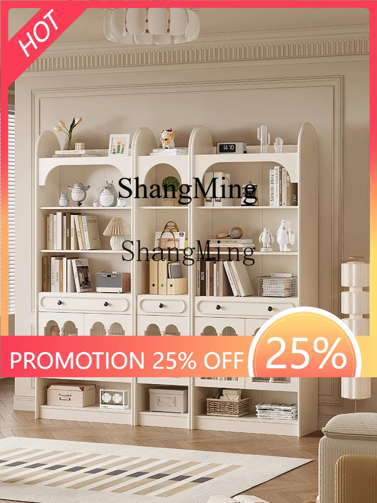 

FG good-looking solid wood display home floor free combination bookcase small apartment living room display cabinet